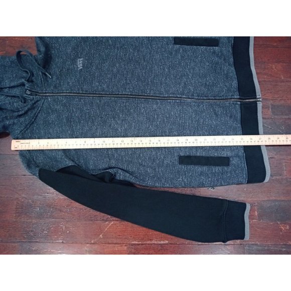 Vans Men’s Full Zip Hoodie Embroidered Logo Black Heather Off The Wall Small - Picture 12 of 12